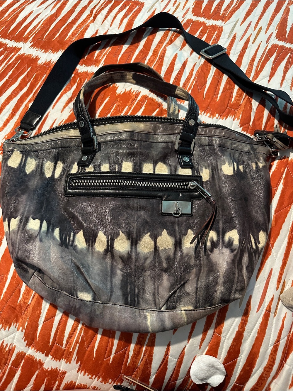 Vintage L.A.M.B Gwen Stefani Leather Tote Bag in Black and Cream
